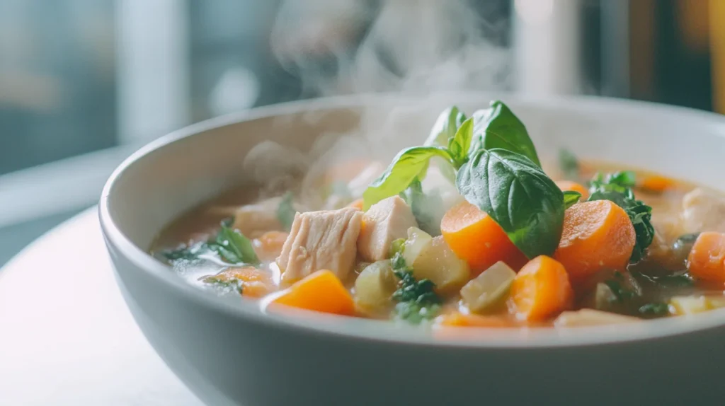 Nutrient-rich Italian soup with herbs and vegetables