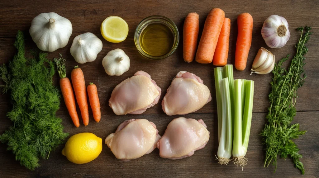Ingredients laid out for making Italian Penicillin Soup recipe