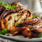 Chocolate and apple cinnamon babka slices side by side